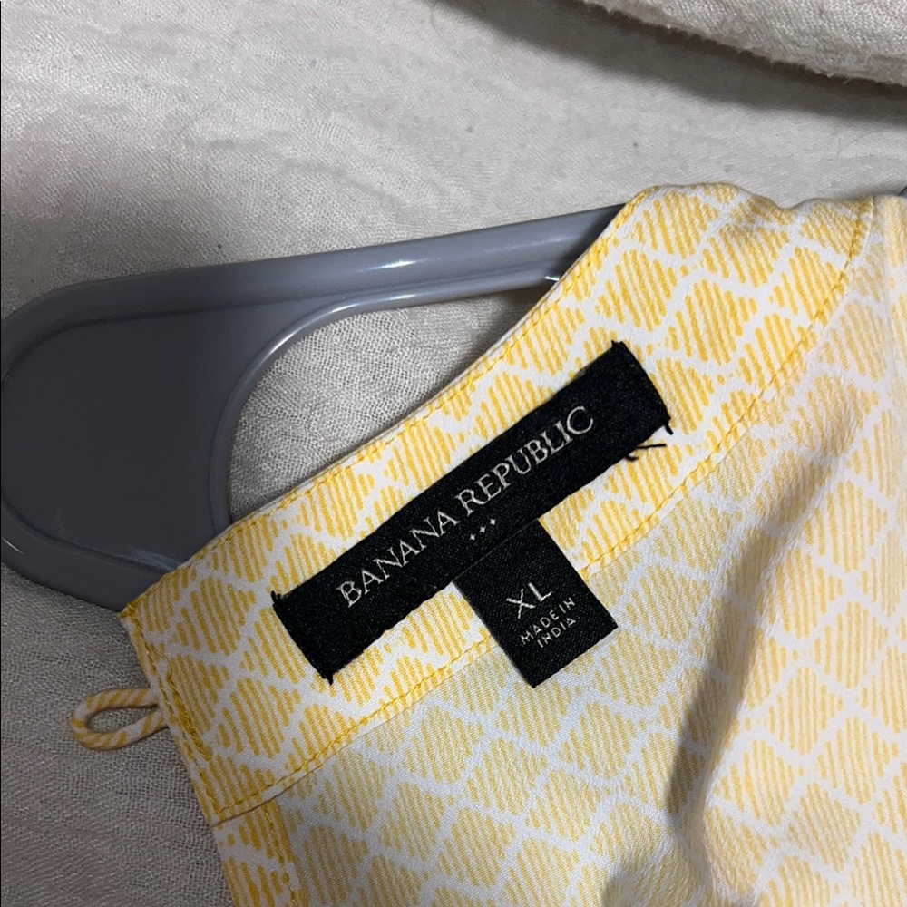 Banana Republic Yellow Diamond Print Blouse